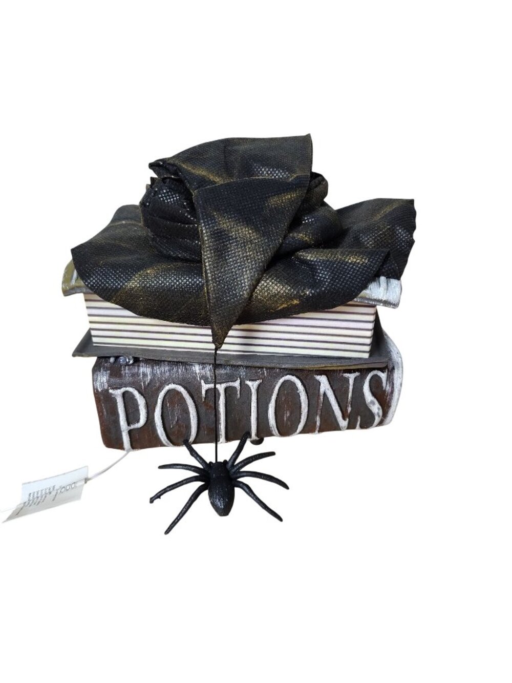 Spooky Village Animated Witch Hat Decoration Spider Potion Books Tabletop Prop